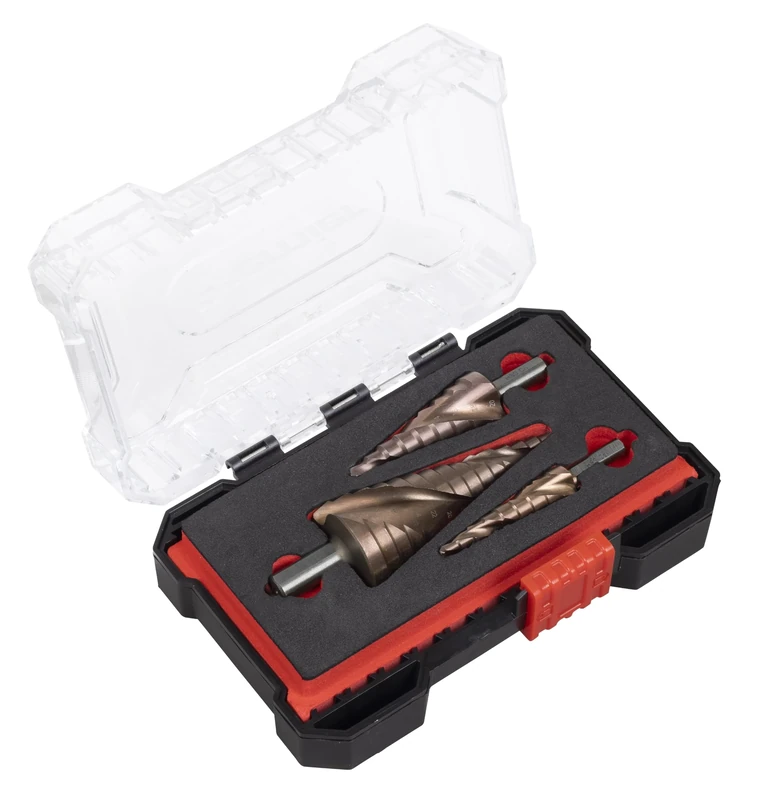 Sealey AK4743 HSS M2 Step Drill Bit Set 3pc Spiral Flute