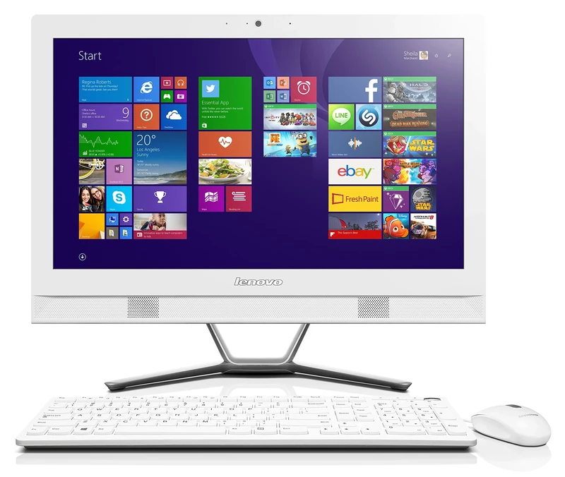 Lenovo C40 21.5-Inch HD All-in-One Desktop PC (AMD A6-6310 1.8 GHz, 6 GB RAM, 1 TB HDD, DVD-RW, WLAN, Bluetooth, Camera, Integrated Graphics) - White with Free Windows 10 Upgrade