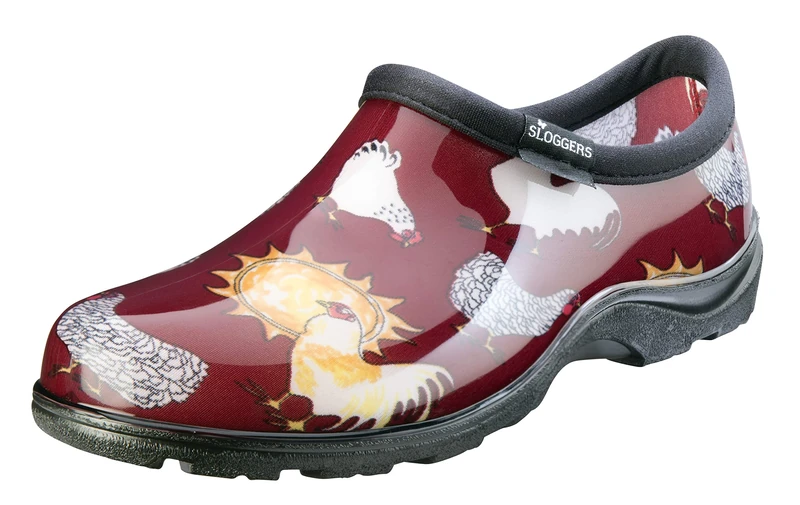Sloggers Waterproof Garden Shoe for Women – Outdoor Slip-On Rain and Garden Clogs with Premium Comfort Support Insole, (Original Chicken Red), (Size 7)