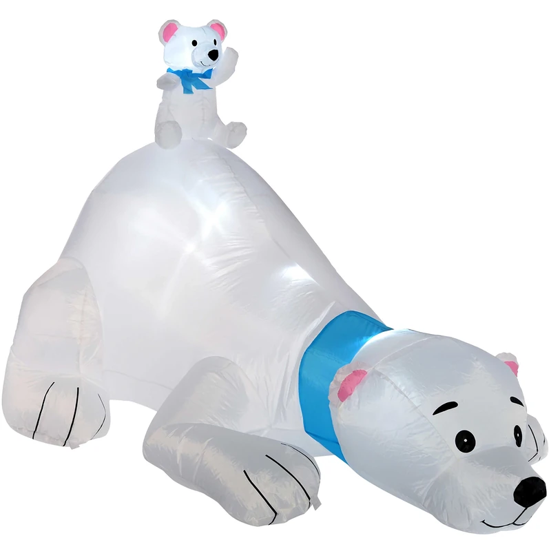 WeRChristmas Pre-Lit Polar Bear Inflatable Christmas Decoration with LED Lights and Fan, 180 cm - Large, Multi-Colour