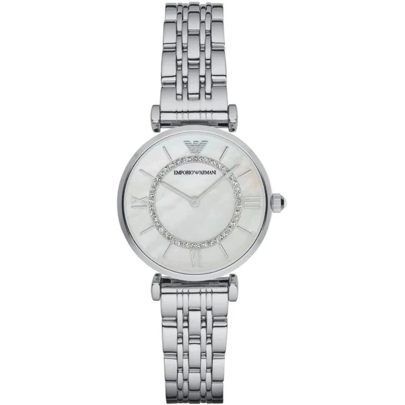 Emporio Armani Watch for Women, Two Hand Movement, 32 mm Silver Stainless Steel Case with a Stainless Steel Strap, AR1908
