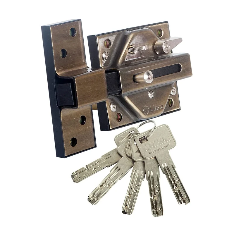 Lince 5019D22 – Reinforced Door Lock 7930R, Brass