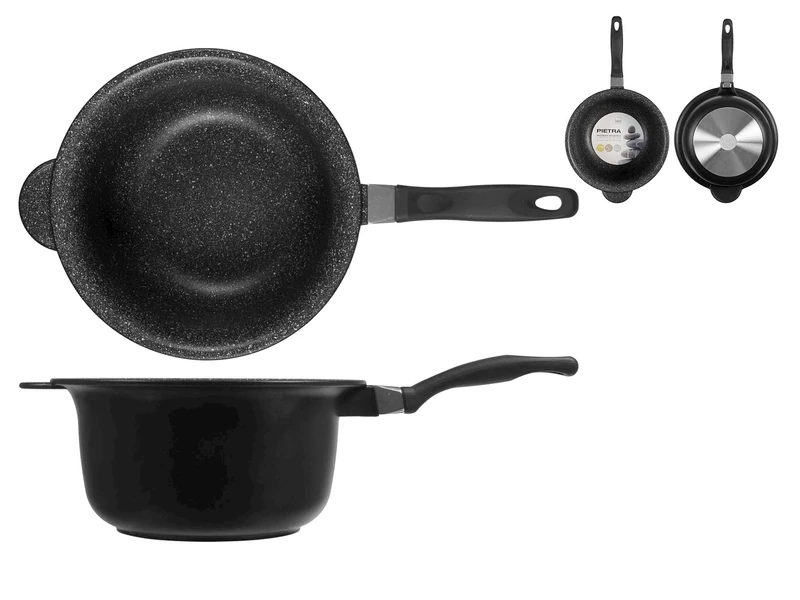 H&H Non-Stick Pan Stone Bakelite Handle Cm26 Cookware, Black, 26 cm