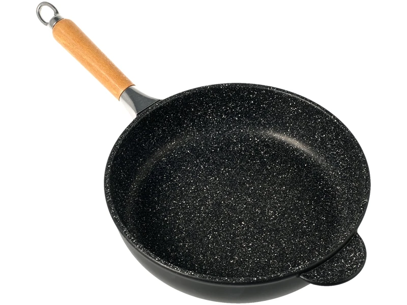 Home Pietra High Non-Stick Frying Pan with Handle, Stone, Black, 32 cm