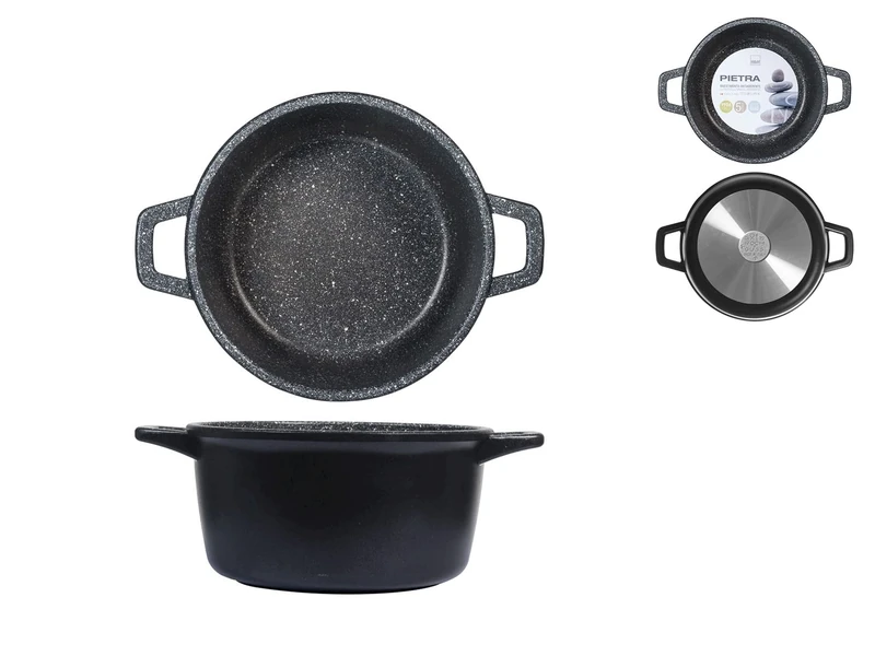 Home 2-ear Casserole with Stone Non-stick Coating, Black, 20 cm - Image 1