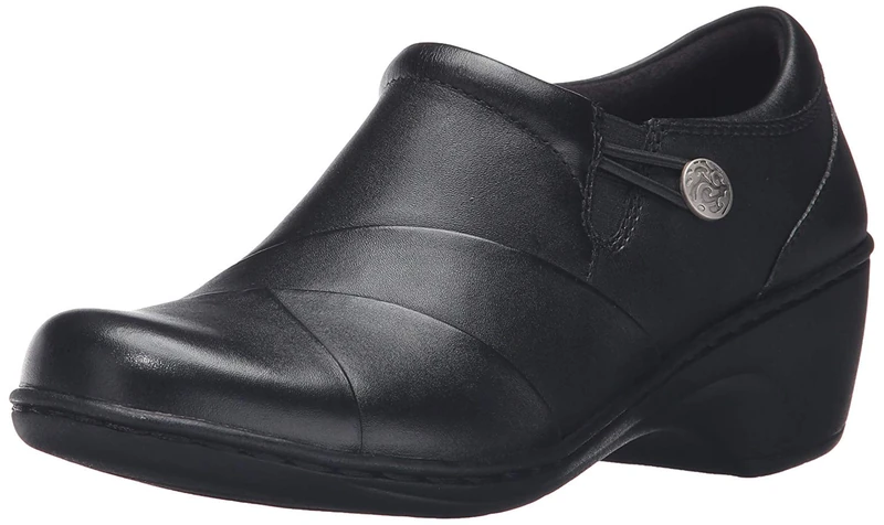 Clarks Women's Channing Ann Slip-On Loafer, Black Leather, 7 UK