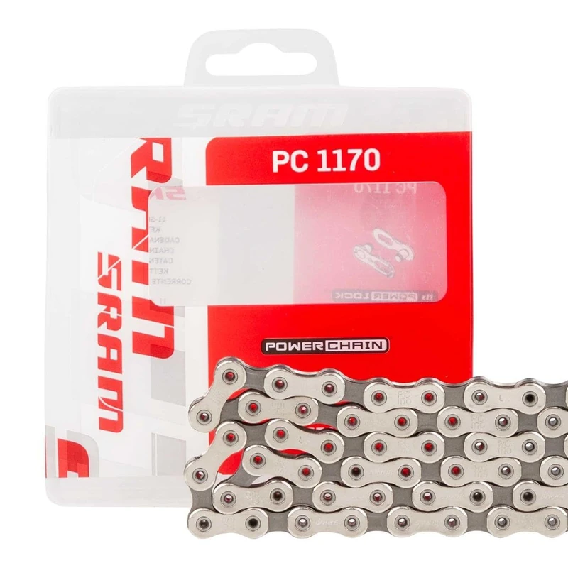 Sram PC1170 Hollow Pin 11 Speed Chain 120 Link with PowerLock, Silver