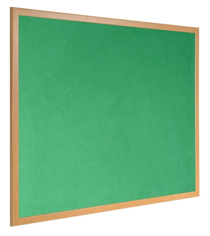 Bi-Office Earth Executive Felt Notice Board, Green Felt Surface, MDF Frame with Oak Finish, 1800 x 1200 mm