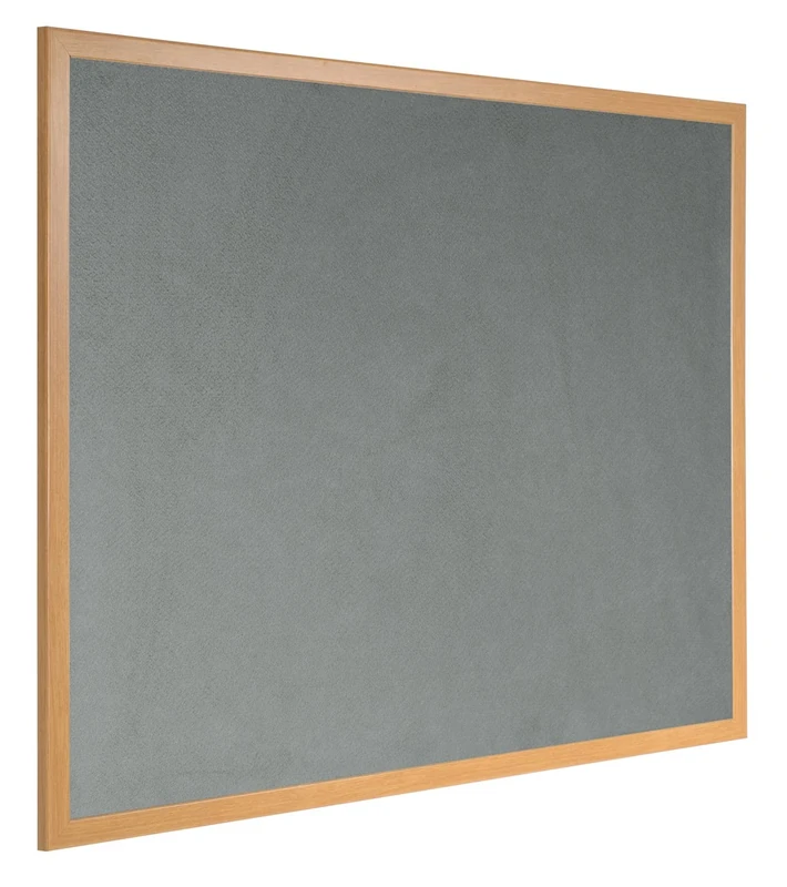 Bi-Office Earth Prime Felt Notice Board, Grey Felt Surface, MDF Frame with Oak Finish, 1800 x 1200 mm