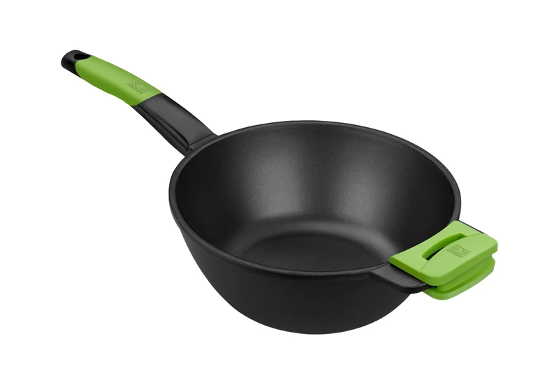 Braisogona Prior Cast Aluminium Wok, Green.All Cookers Including Induction.