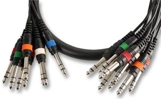 PULSE PLS00118 8 Way 6.35mm (1/4") Stereo Jack Plug to Plug Loom, 5m Black