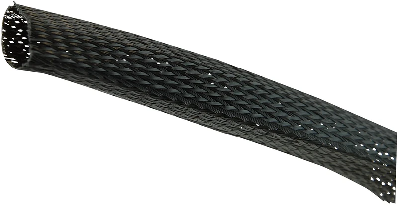 PRO POWER Expandable Braided Sleeving – Black, 40-63mm, 25m Reel, PET Polyester Protection Sleeve – PET40/BLK