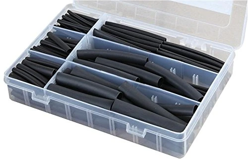 PRO POWER Heat Shrink Tubing Kit – 140 Black Sleeves, 2:1/3:1/4:1 Shrink Ratios, 3.2mm–16mm, Mixed Sizes
