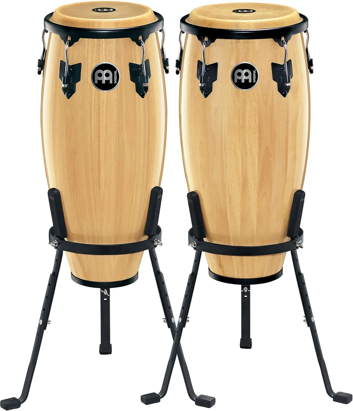 Meinl Percussion Headliner Conga Set - Handdrum Set With 10 Inches and 11 Inches - With Buffalo Skin Head - Siam Oak, Natural (HC555NT)