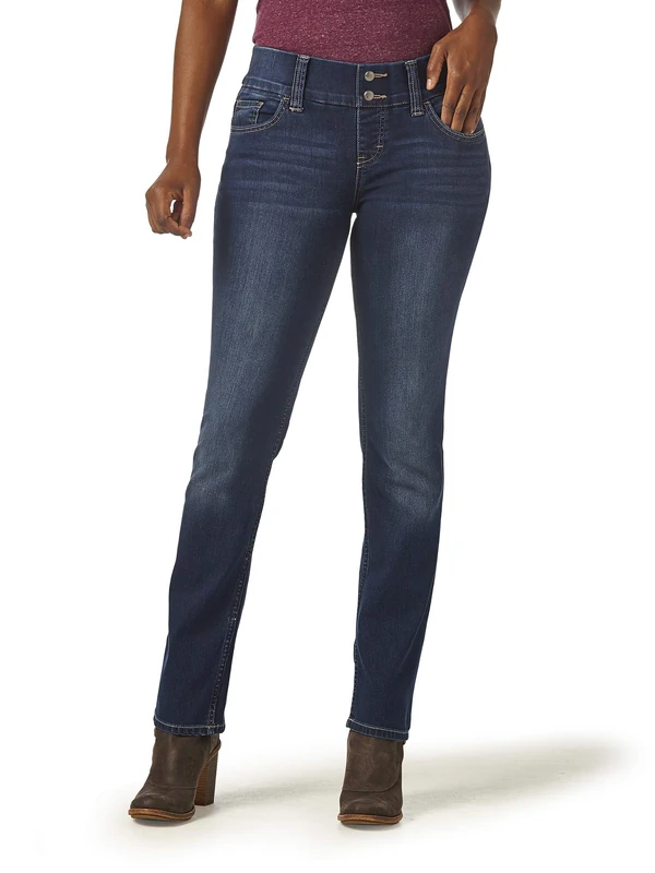 Riders by Lee Indigo Women's Pull-On Waist Smoother Straight-Leg Jean,Polar Drift,18 Petite