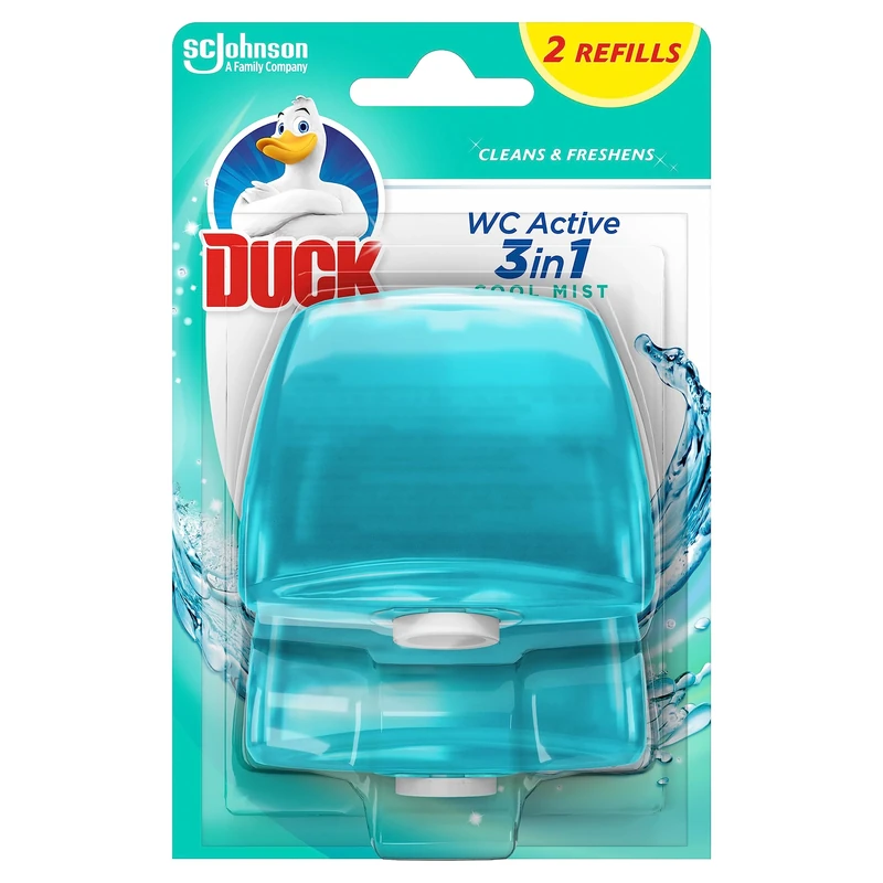 Duck Liquid Toilet Rim Block Twin Refills, 3-in-1 Toilet Bowl Cleaner, Cool Mist, Pack of 6 (Total of 12 x 55ml Refills)