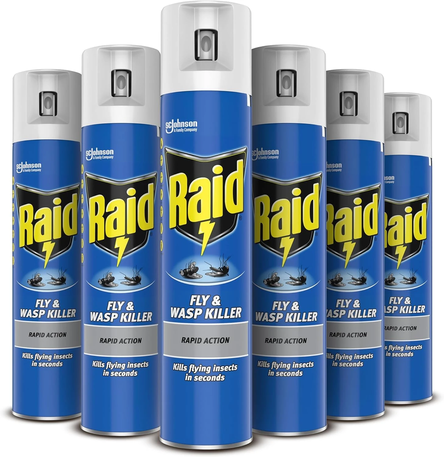 Raid Rapid Action Fly & Wasp Killer, Fly Killer Spray For Indoor Use, Pack of 6 (6 x 300ml)