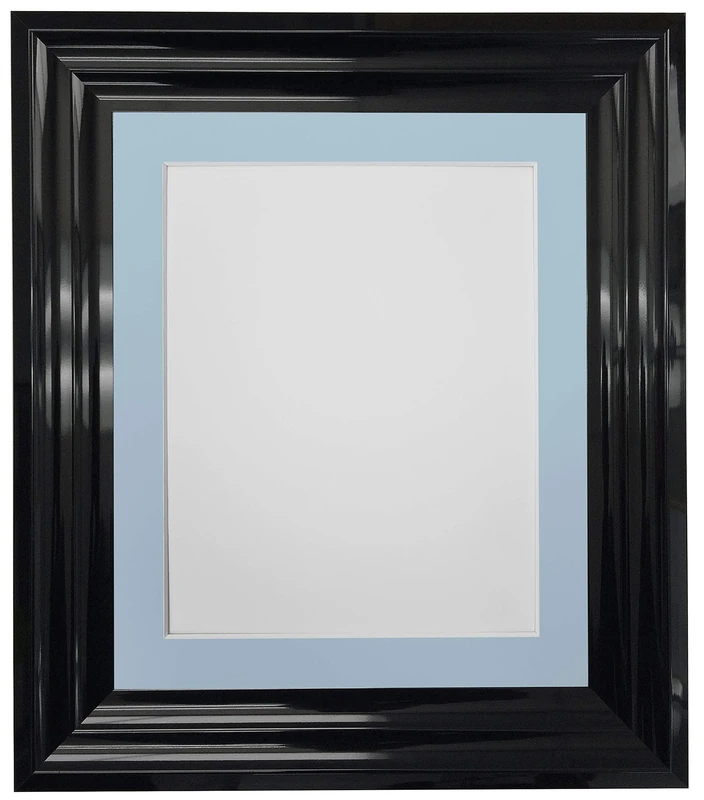 FRAMES BY POST Firenza High Gloss Black Picture Photo Frame Plastic Glass with Blue Mount 60x80 cm Image Size 50x70 cm