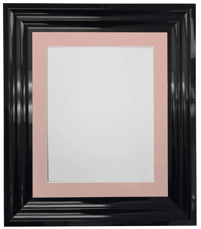 FRAMES BY POST Firenza High Gloss Black Picture Photo Frame Plastic Glass with Pink Mount 30"x20" for Image Size A2