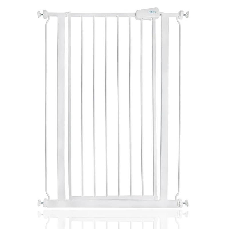 Safetots Extra Tall Metal Safety Gate Pressure Fit, 75cm - 82.6cm, White, 104cm in Height, Extra Tall Stair Gate, Tall Baby Gate, Easy Installation
