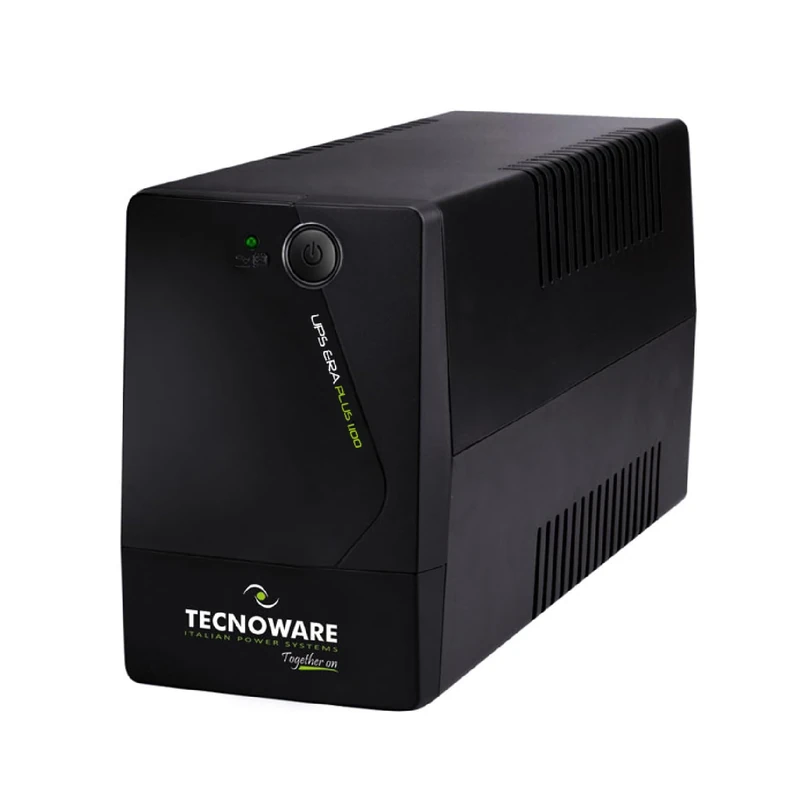 Tecnoware UPS ERA PLUS 1100 Uninterruptible Power Supply - 2 Schuko Outputs - Autonomy Up to 17 min with 1 PC or 60 min with Modem Router - Power 1100 VA