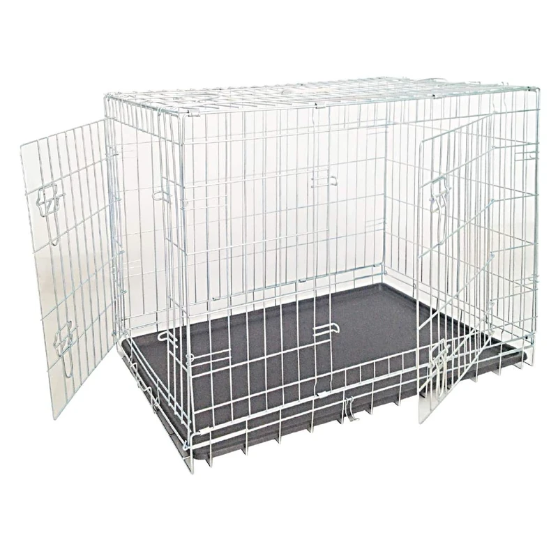 Croci Dog Cage - Box for Indoor and Outdoor Dogs - Kennel for Medium and Small Dogs, Galvanized Metal, Foldable, Also Ideal for Cars, 78 X 55 X 62 Cm