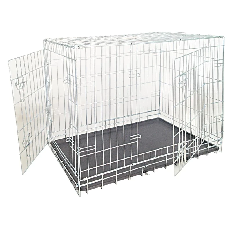 Croci Dog Cage - Box for Indoor and Outdoor Dogs - Kennel for Medium and Small Dogs, Galvanized Metal, Foldable, Also Ideal for Cars, 93 X 62 X 69 Cm