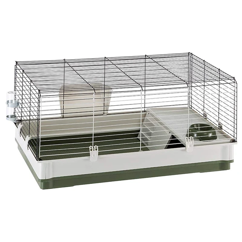 Ferplast Krolik Green Rabbit Cage Deluxe | Rabbit Cage Includes All Accessories & Measures 39.4L x 23.6W x 19.7H & Includes All Accessories | 1-Year Manufacturer's Warranty