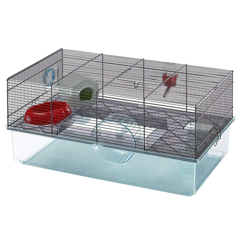 Ferplast Favola Hamster Cage Includes Free Water Bottle, Exercise Wheel, Food Dish & Hamster Hide-Out Large Hamster Cage Measures 23.6L x 14.4W x 11.8H-Inches
