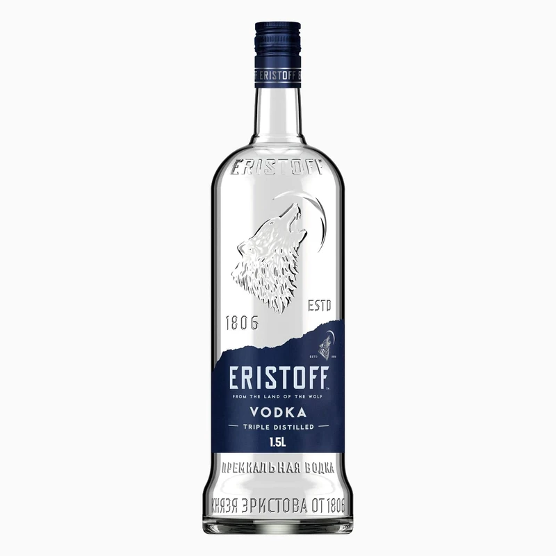 ERISTOFF Premium Vodka, 37.5% ABV, 150cL / 1.5L, Charcoal Filtered, Triple Distilled Vodka Spirit