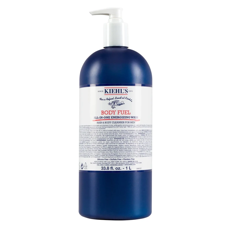 Kiehl's Body Fuel Wash, Energising Body Wash & Shampoo for Men, 1000Ml
