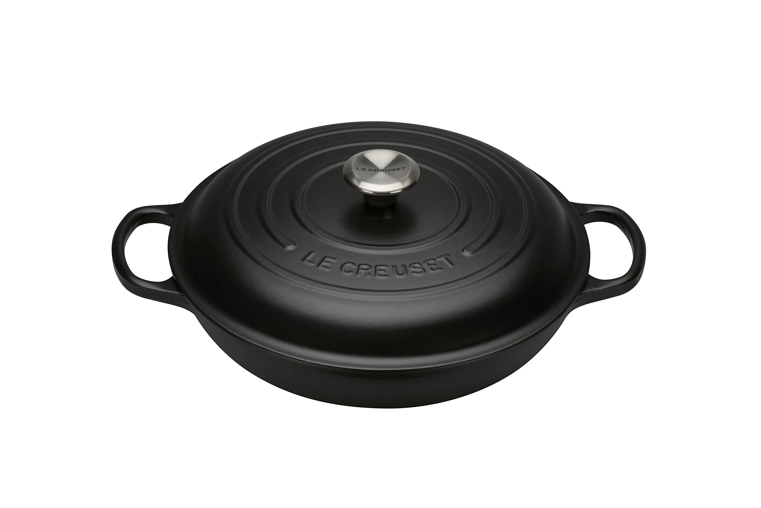 LE CREUSET Signature Sh.Casserole/braiser 30cm Matte Black SS Knob