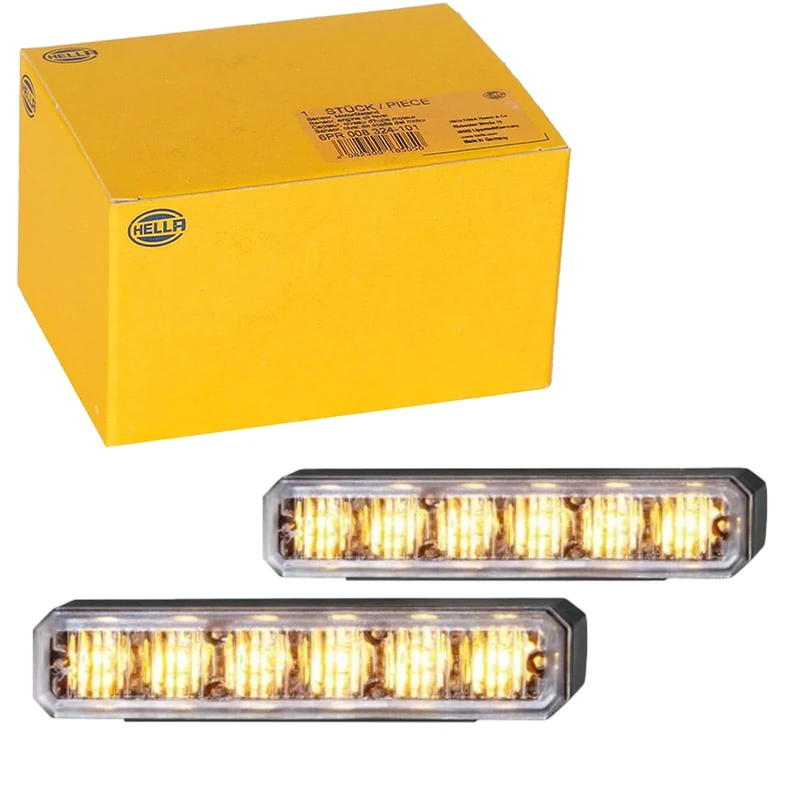 HELLA 2XD 012 160-861 LED-Strobe-type Beacon - BST - 12/24V - Yellow - Screw Connection/mounting - Cable: 860mm - Plug: open cable ends - Kit