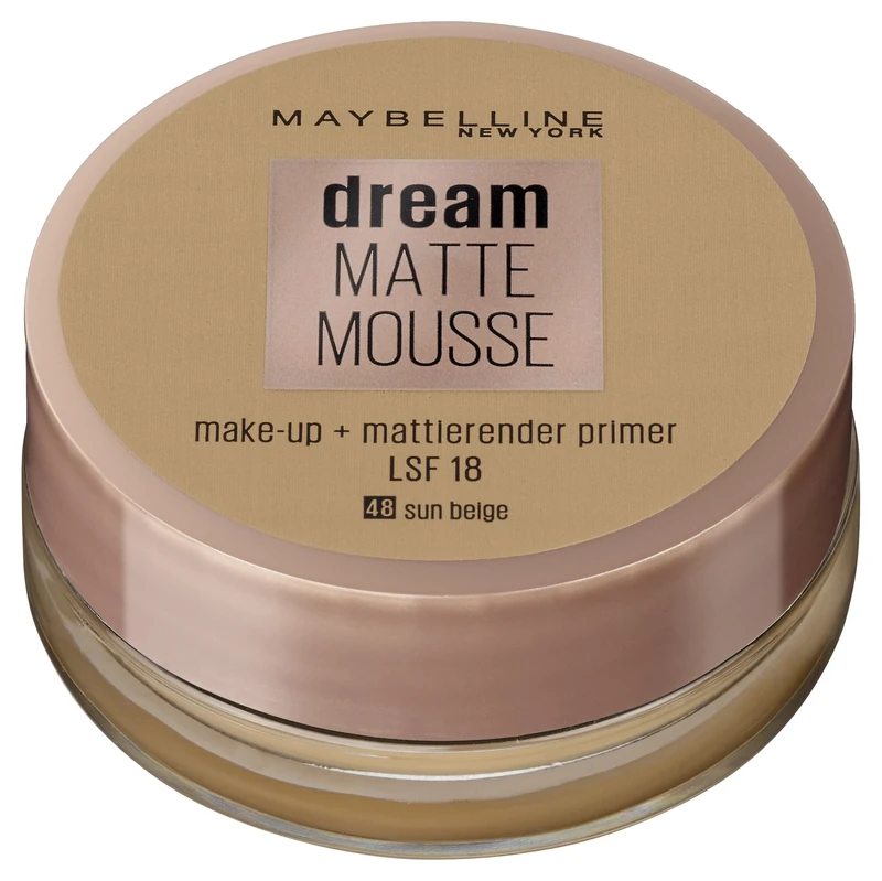 Maybelline Dream Matte Mousse Makeup No. 48 Sun Beige Matte Makeup with Air-Beaten Mousse Texture for Airy Light Feeling and Wonderfully Delicate Skin 18 ml