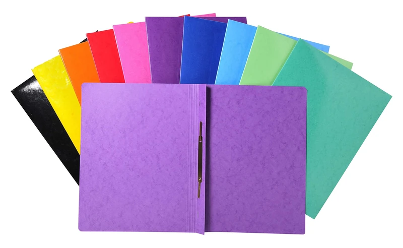 Exacompta - Ref 380800B - Iderama Collection - Flat Bar Files - 240 x 320mm in Size, Suitable for A4 Documents, 355gsm Glossy-Coated Pressboard - Assorted Colours (Pack of 25) - Image 1