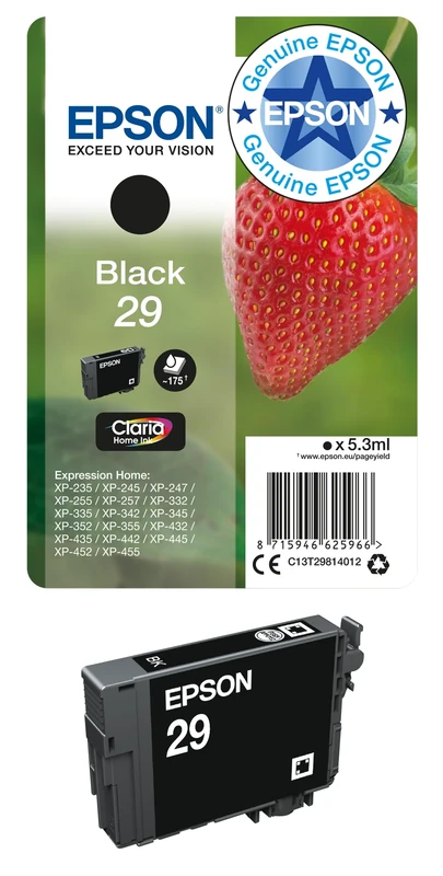 Epson T298140 29 Black Strawberry Genuine, Claria Home Ink