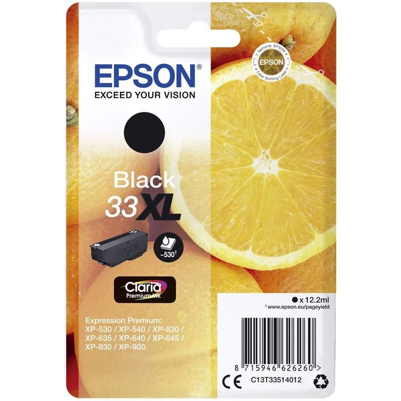 Epson 33XL Black Oranges High Yield, Genuine, Claria Premium Ink