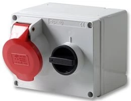 PRO POWER SQ1665CA 16A, 415V, Switched Interlocked CEE Socket, 3P+N+E, Red, IP44