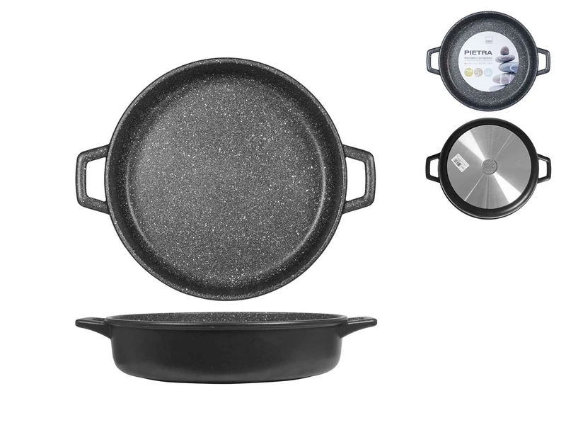 Home Stone Nonstick Saucepan with 2 Handles, Aluminum, Charcoal grey, 32 cm