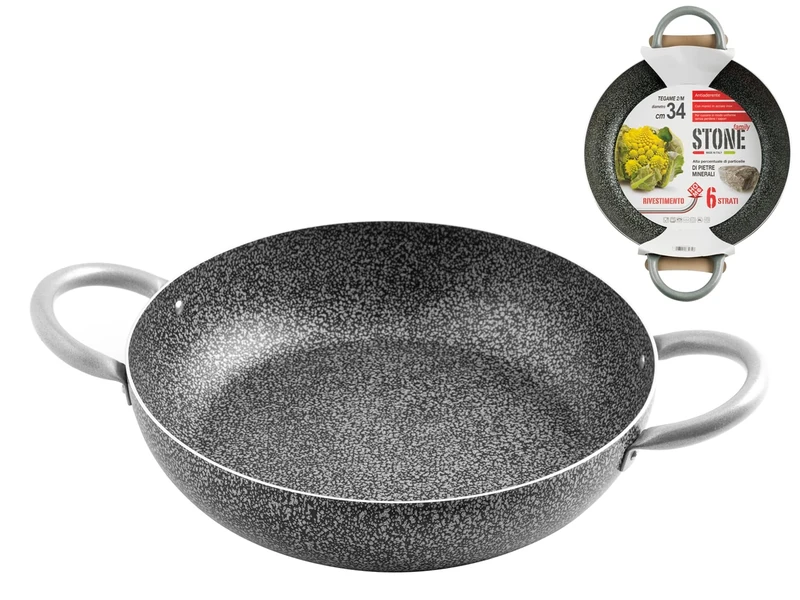Home Family Stone 2-Handle Saucepan with Stone Non-Stick Coating, Black/Grey, 34 cm