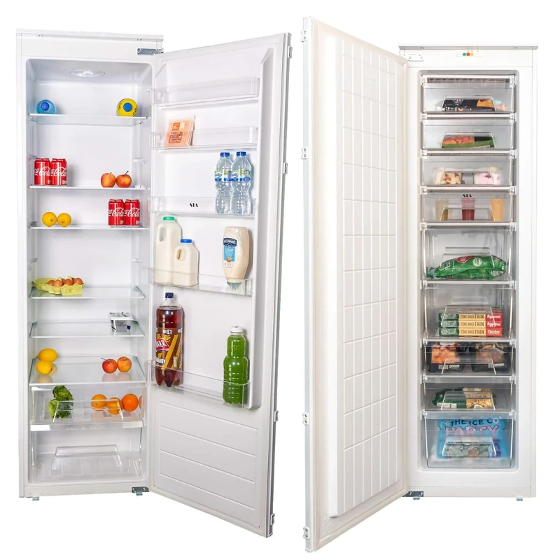 SIA 54cm White Fully Integrated Tall Freezer & Larder Fridge Twin Pack A+ Rating