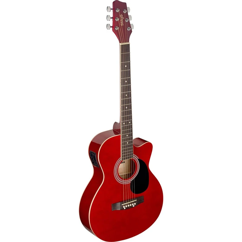 Stagg SA20ACE RED Auditorium Cutaway Electro-Acoustic Guitar - Red