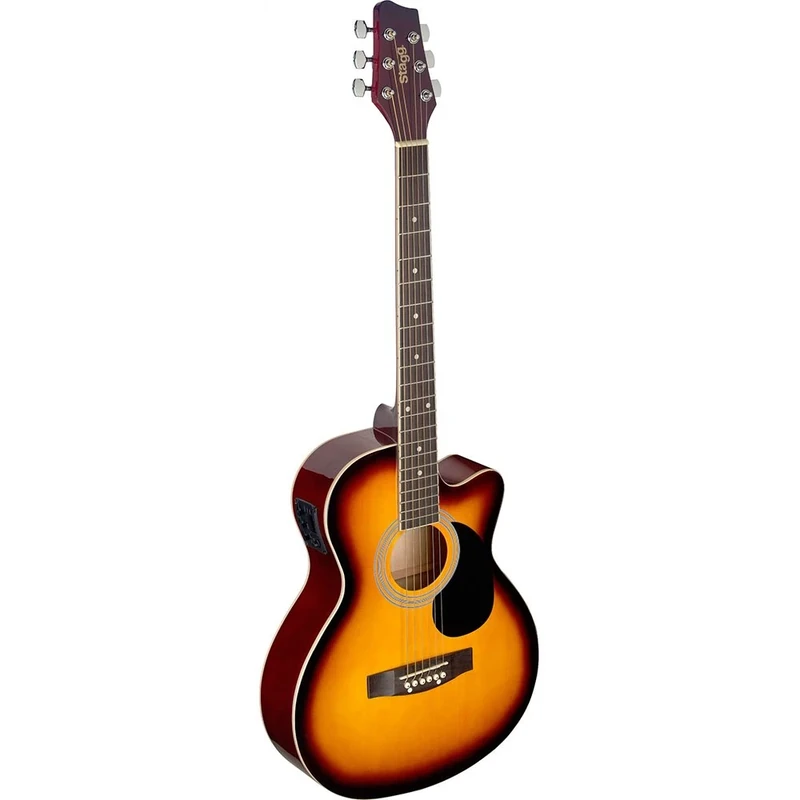 Stagg SA20ACE SNB Auditorium Cutaway Electro-Acoustic Guitar - Sunburst Red