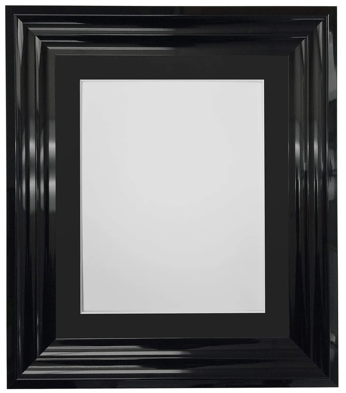 FRAMES BY POST Firenza High Gloss Black Picture Photo Frame Plastic Glass with Black Mount 30"x24" for Image Size 24"x20"
