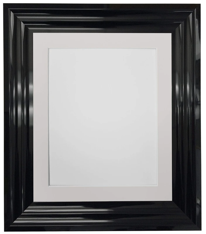 FRAMES BY POST Firenza High Gloss Black Picture Photo Frame Plastic Glass with Ivory Mount 30"x24" for Image Size 24"x20"