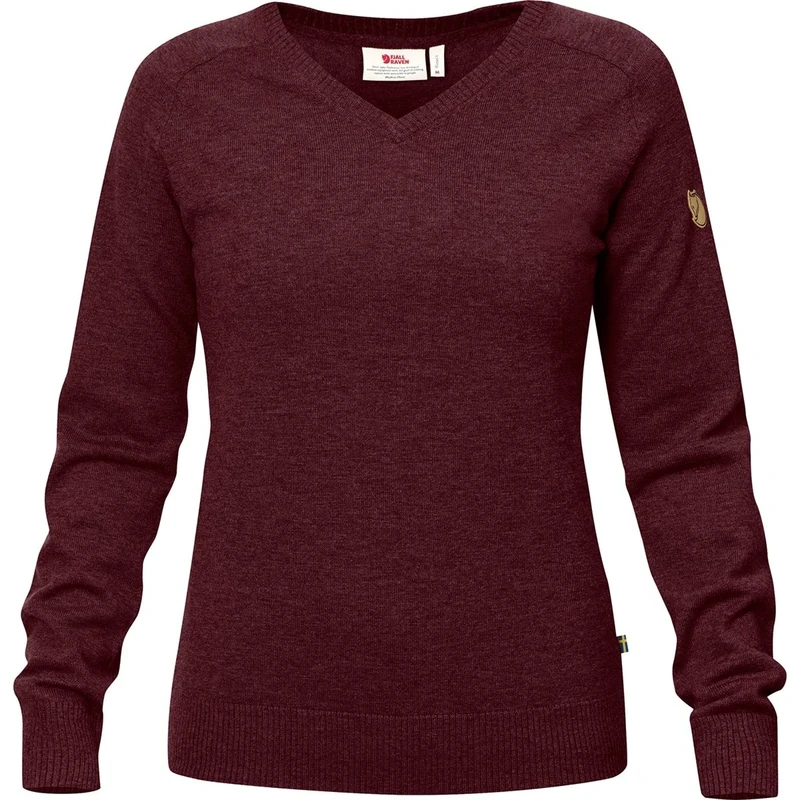 Fjallraven Sörmland V-neck Sweater W Sweatshirt - Dark Garnet, XL