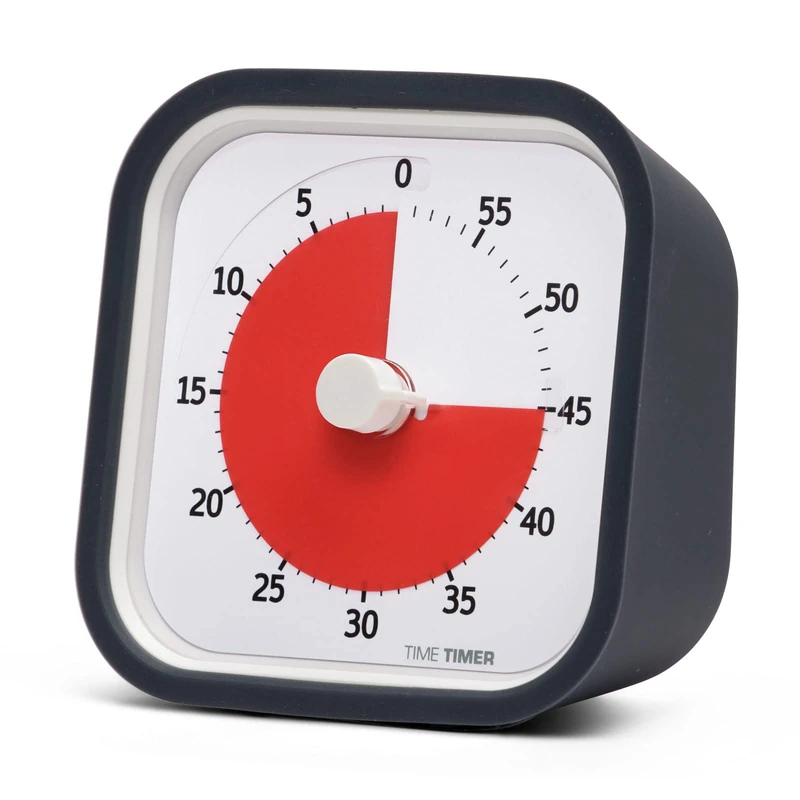 Time Timer MOD (Charcoal), A Visual Countdown 60 Minute Timer for Classrooms, Meetings, Kids and Adults Office and Homeschooling Tool with Silent Operation and Interchangeable Silicone Cover