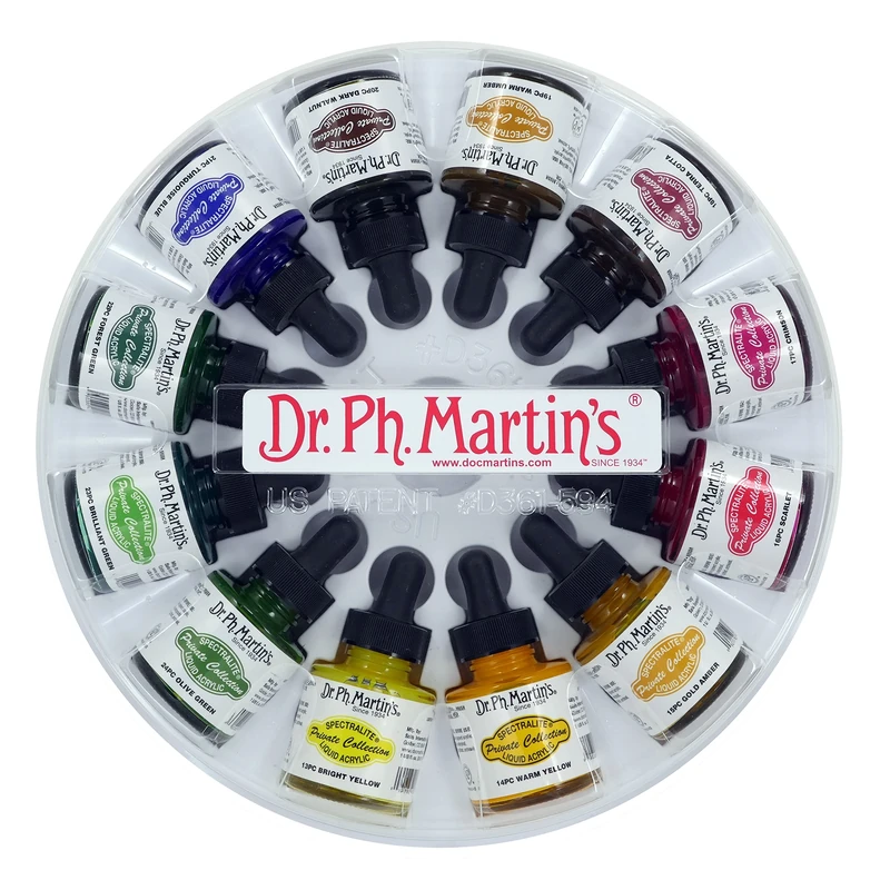 Dr. Ph. Martin's Spectralite Private Collection Liquid Acrylics, 1.0 oz, Set of 12 (Set 2) - Image 1
