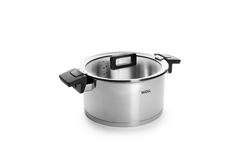 Woll Concept Inductive Cooking Pot with Lid Diameter 24 cm Height 13 cm 5.8 L Suitable for All Types of Cookers Stainless Steel Oven Safe up to 200° Silver