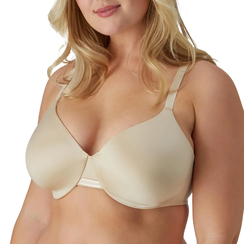 Bali One Smooth U Underwire Bra, Smoothing Shapewear Bra, Concealing Full-Coverage Bra with Front-to-Back Smoothing, Soft Taupe, 34C